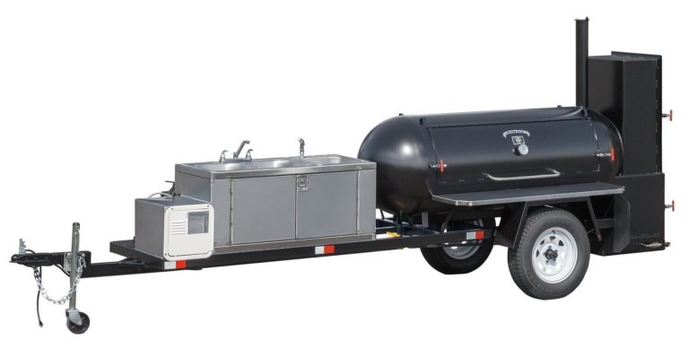 Meadow Creek Tank Smoker With Optional 3 Bowl Self-Contained Sink and Stainless Steel Exterior Shelves