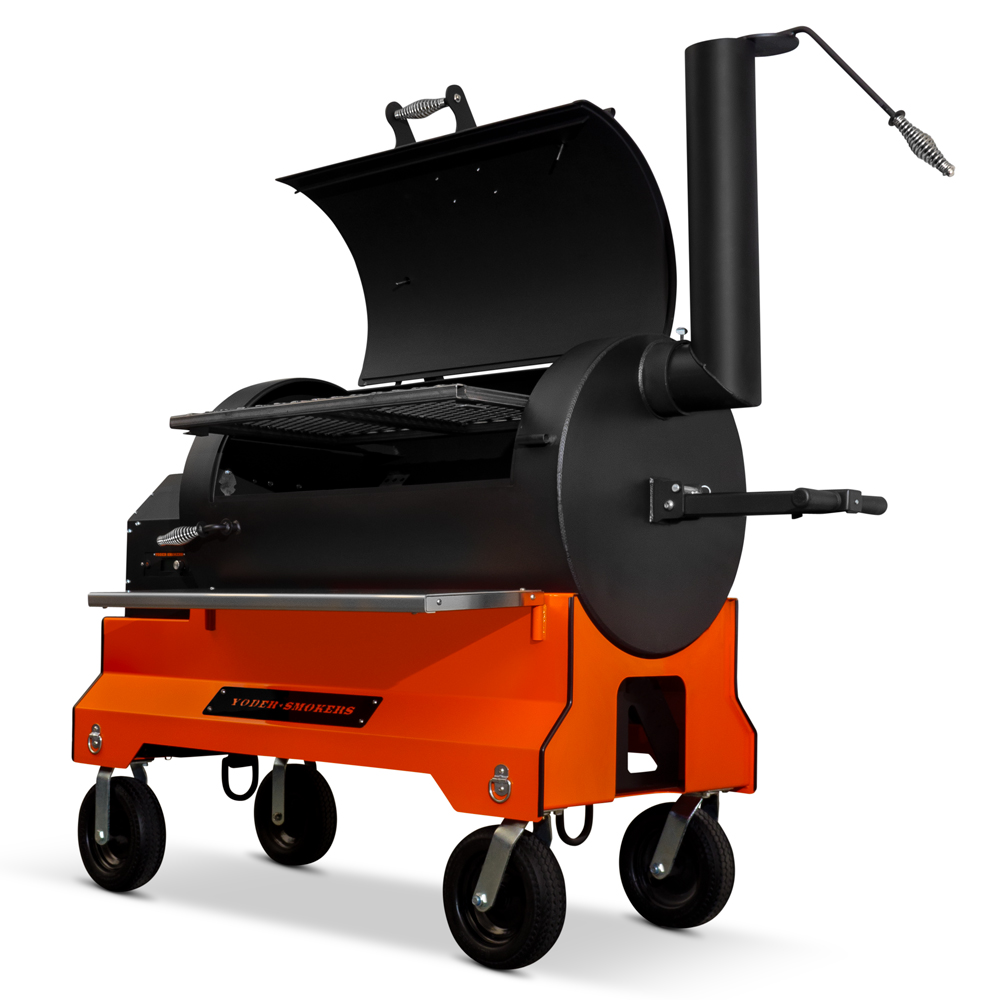 Yoder Smokers YS1500S Competition Pellet Grill - Orange Cart