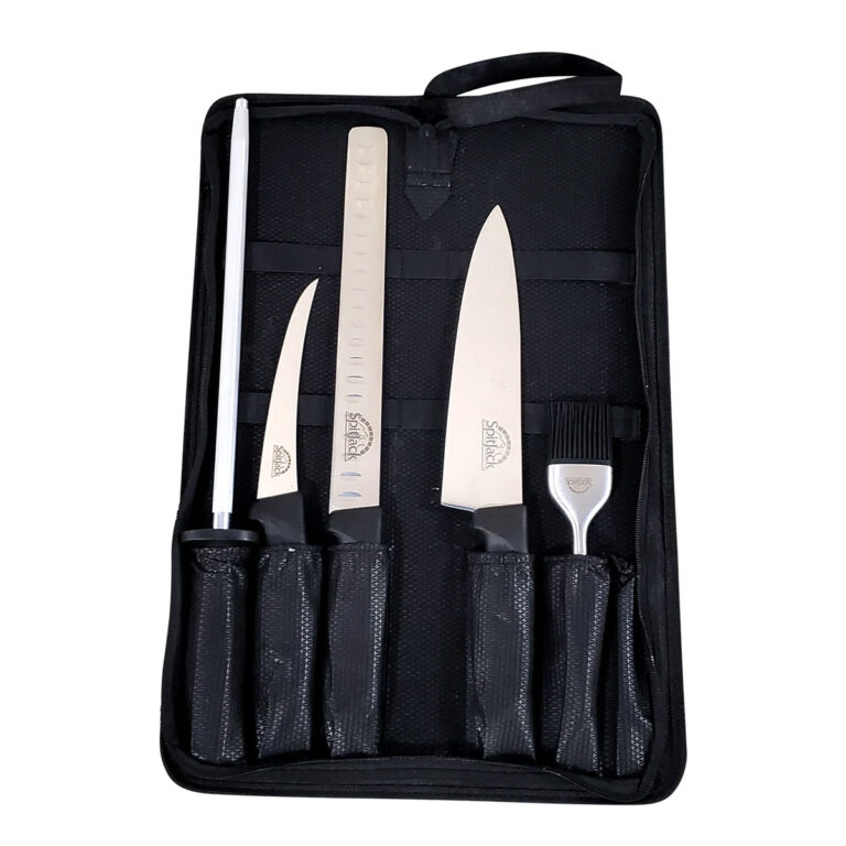 SpitJack Brisket Knife Bundle with 8" Chef's Knife, 12" Sharpening Hone and Case
