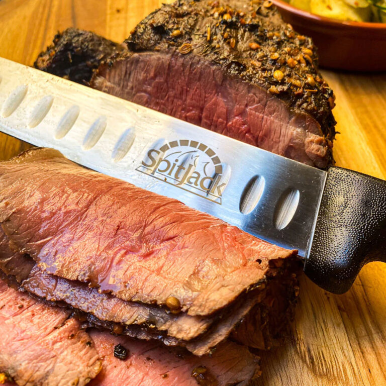 SpitJack Brisket Knife Bundle with 8" Chef's Knife, 12" Sharpening Hone and Case