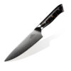 SpitJack Deluxe 8" Chef's Knife with Stainless Damascus Steel Blade and Carbon Fiber Handle