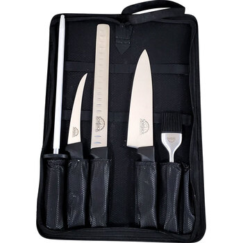 SpitJack Brisket Knife Bundle with 8" Chef's Knife, 12" Sharpening Hone and Case